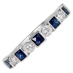 0.60ct Natural Sapphire & 0.23ct Diamond Band Ring, Platinum