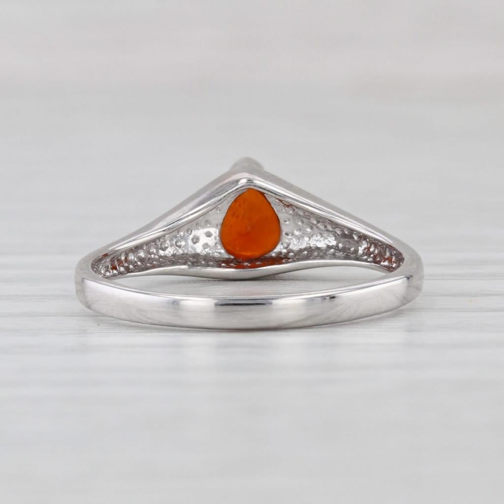 0.60ct Pear Orange Tourmaline Solitaire Ring 14k White Gold Size 7 (Tropfenschliff) im Angebot