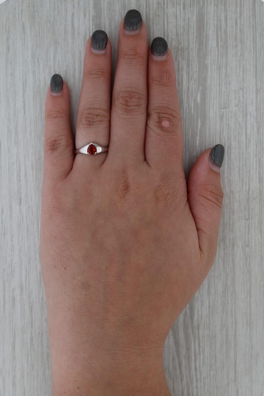 0.60ct Pear Orange Tourmaline Solitaire Ring 14k White Gold Size 7 im Angebot 4