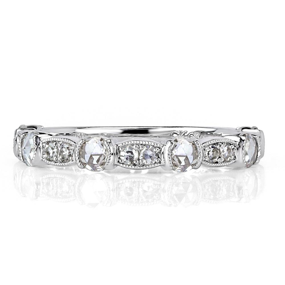 0.60ct Rose Cut Diamond Wedding Band in 18k White Gold For Sale