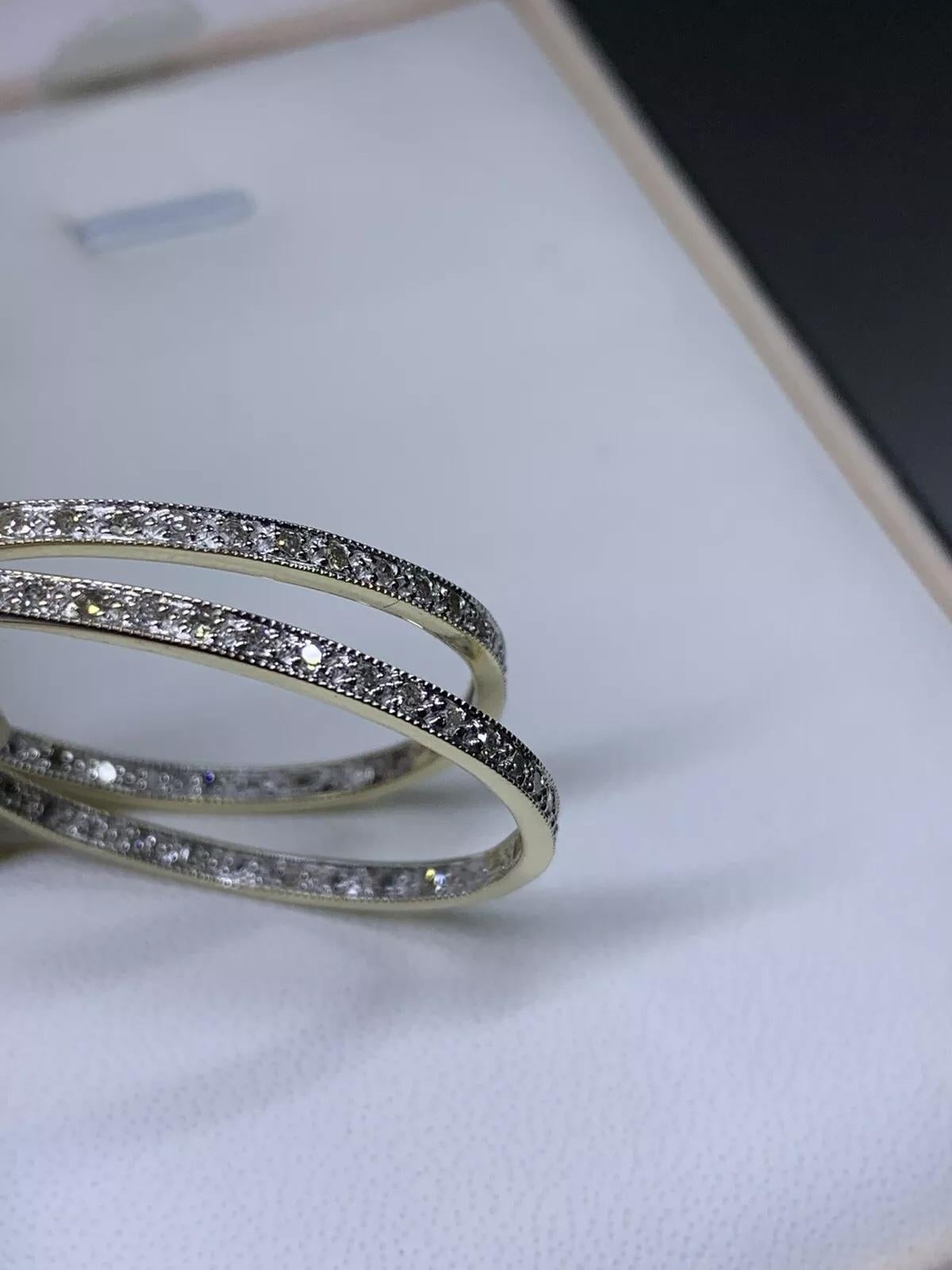 0.60ct Round diamond chunky hoops huggies earrings in 9ct yellow gold. For Sale 2