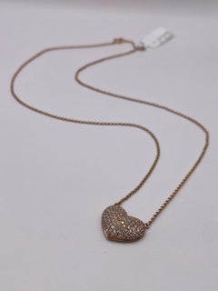 0.60ct Round Diamond Puffy Heart Pave Pendant in 18KT Rose Gold