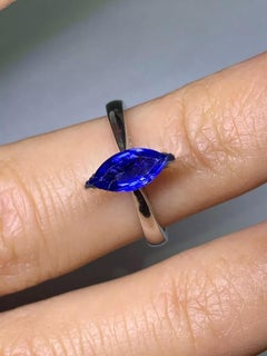 0.60ct Sapphire ceylon marquise engagement ring in platinum.