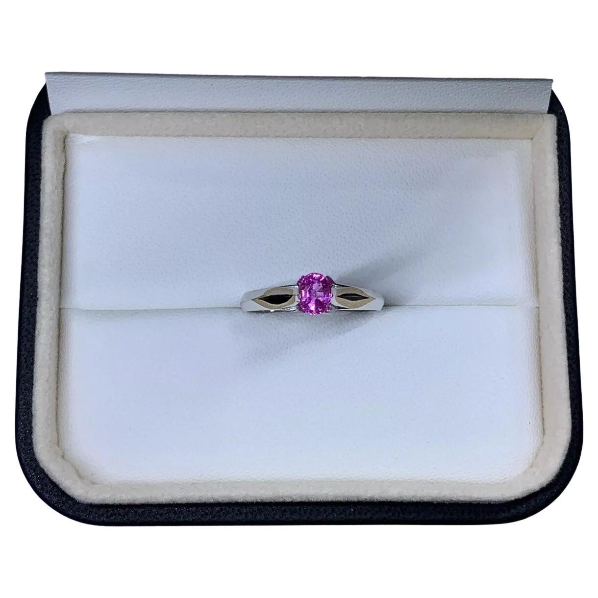0.60ct Sapphire oval solitaire engagement ring in 18ct white gold