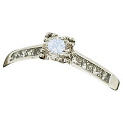 0.60ct Solitaire with Accents Diamond Engagement Ring in 18K White Gold