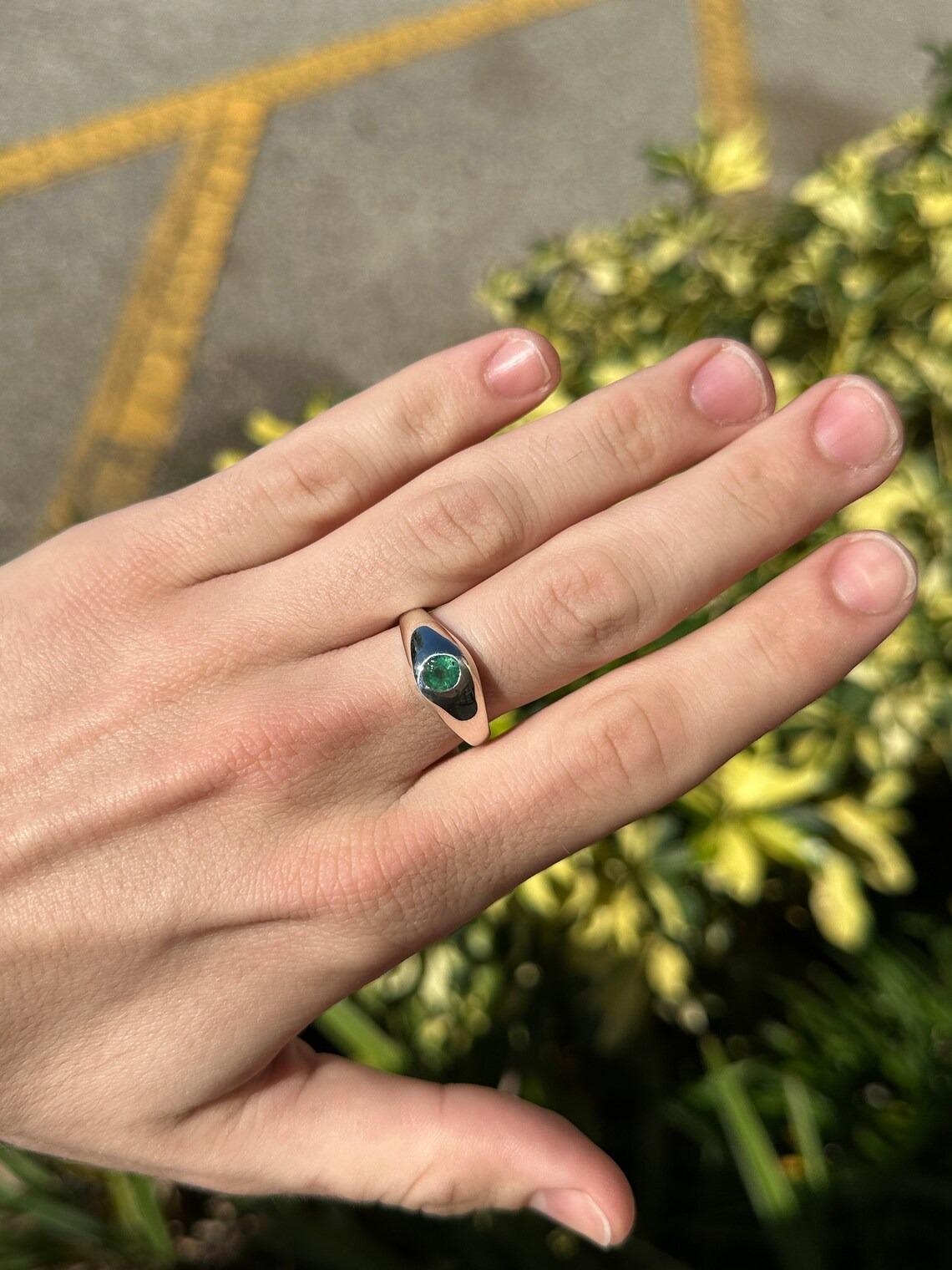 natural emerald mens ring