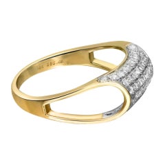 0.60cttw Pave Set Round Cut Diamond Ladies Cocktail Ring 14k Yellow Gold