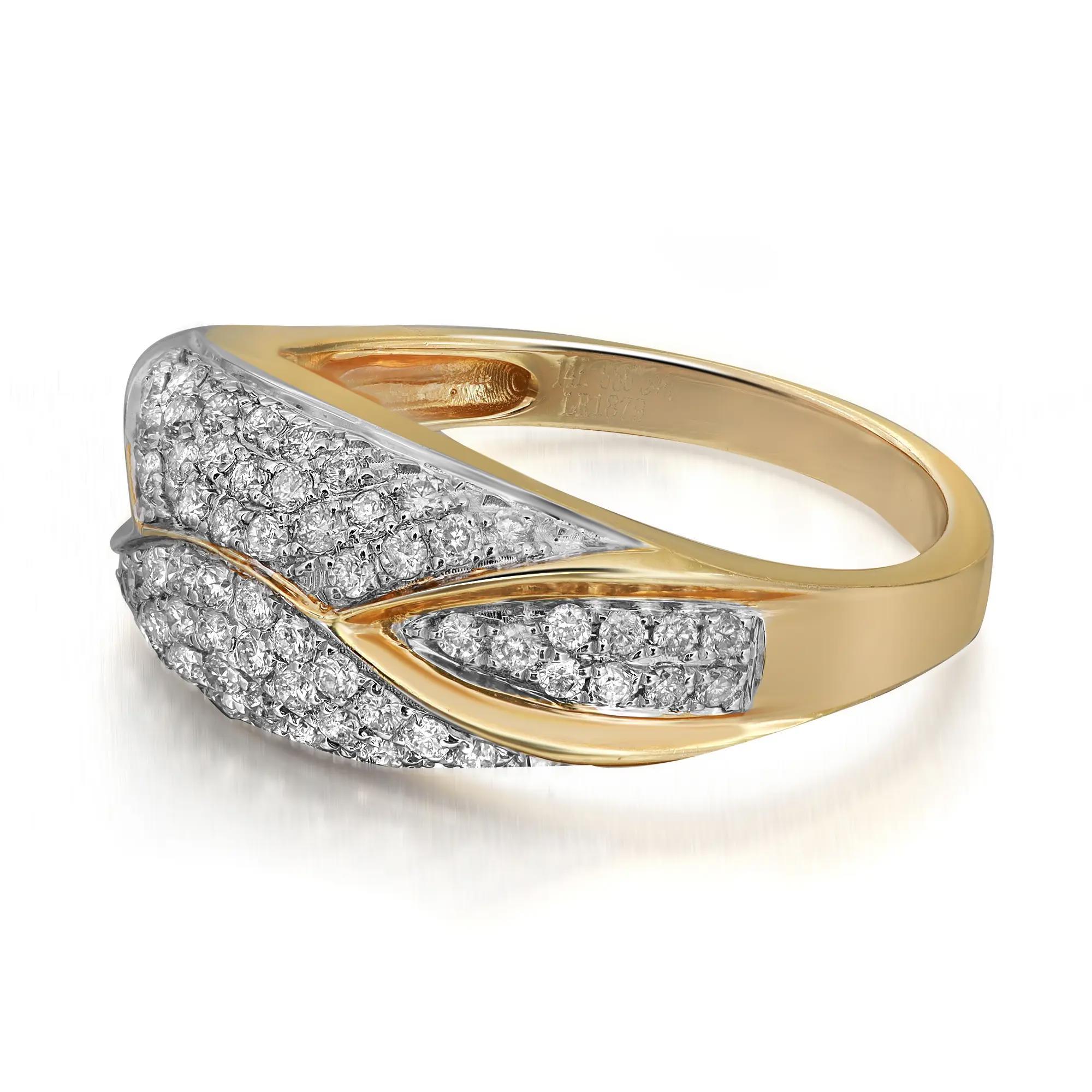 Modern 0.60cttw Prong Set Round Cut Diamond Band Ring 14k Yellow Gold For Sale