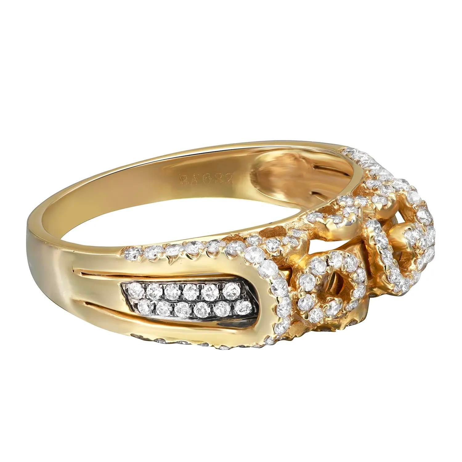 Modern 0.60cttw Prong Set Round Diamond Ladies Cocktail Ring 14k Yellow Gold For Sale