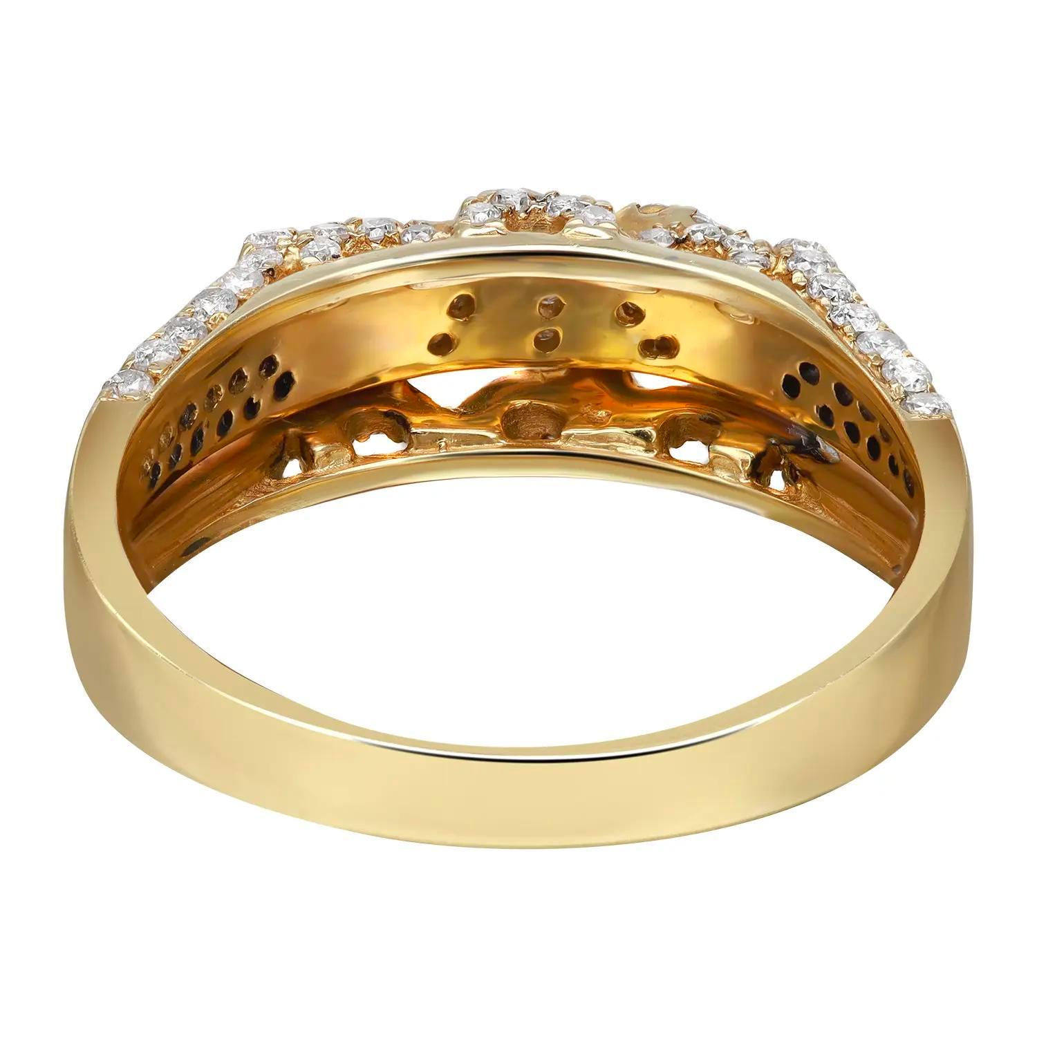 Round Cut 0.60cttw Prong Set Round Diamond Ladies Cocktail Ring 14k Yellow Gold For Sale