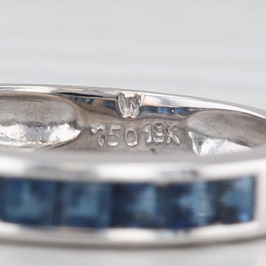 Anello nuziale con zaffiro blu da 0,60 carati in oro bianco 18 carati impilabile Misura 6,25 in vendita 3