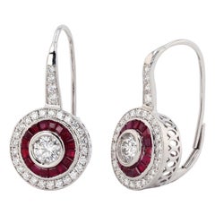 0.60ctw Diamond 1.30ctw Ruby Platinum Earrings '1.07ctw Diamond'