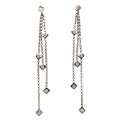 0.60ctw Diamond Bezel Set Triple Strand Dangle Earrings in 14K White Gold