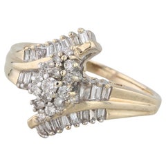 0.60ctw Diamond Cluster Bypass Ring 14k Yellow Gold Size 8.5