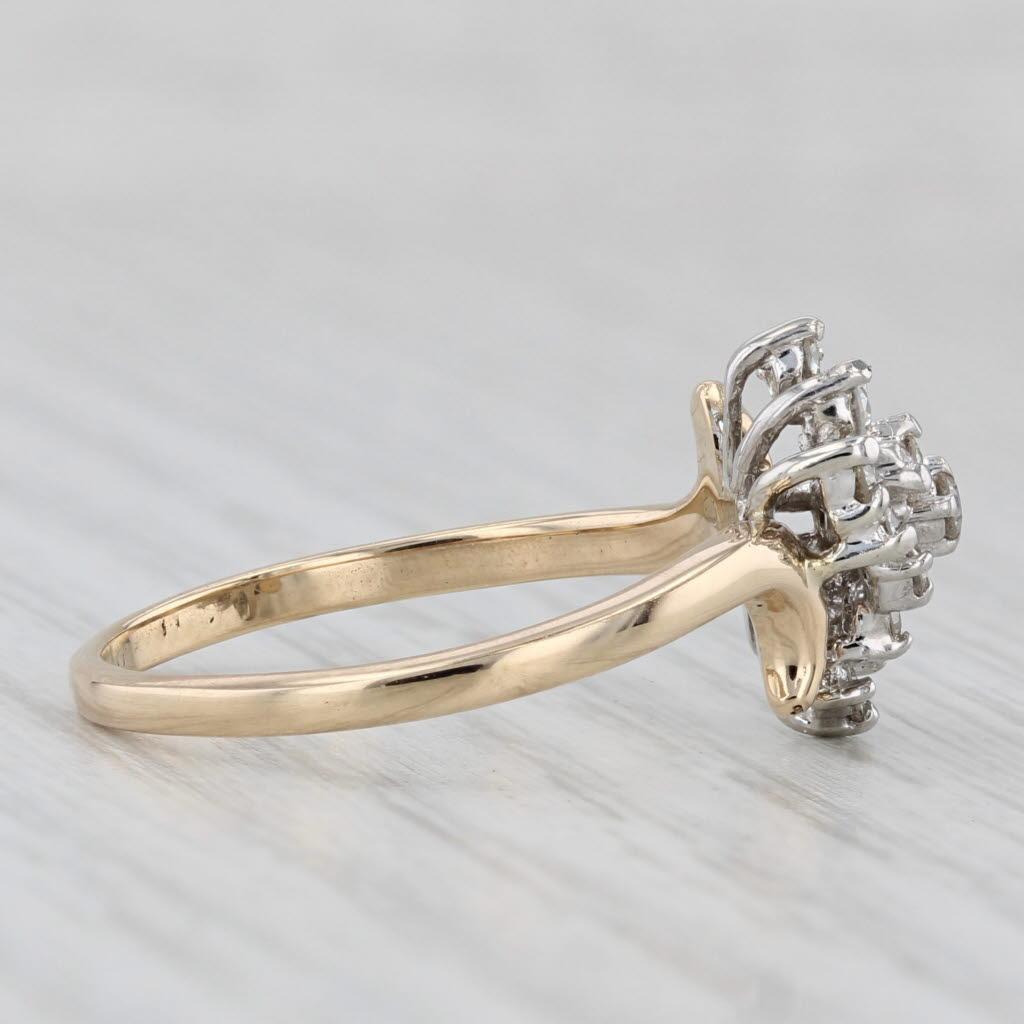 Informations sur les pierres précieuses :
- Diamants naturels -
Total des carats - 0.60ctw
Taille - Brilliante ronde
Couleur - H - J
Clarté - VS2 - SI2

Métal : or jaune 14k, serti d'or blanc 
Poids : 3,1 grammes 
Timbres : 14k
Hauteur de la face :