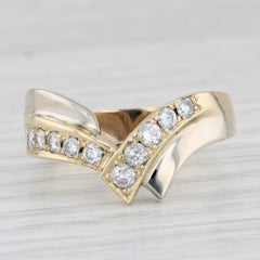 0.60ctw Diamond Contoured V Ring 14k Yellow Gold Size 12.75 Guard