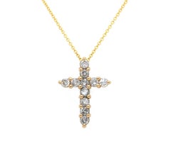 0.60ctw Diamond Cross Pendant Necklace 14K Yellow Gold