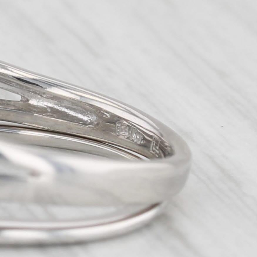 0.60ctw Diamond Engagement Ring Wedding Bridal Set 14k White Gold Size 5.5 For Sale 2