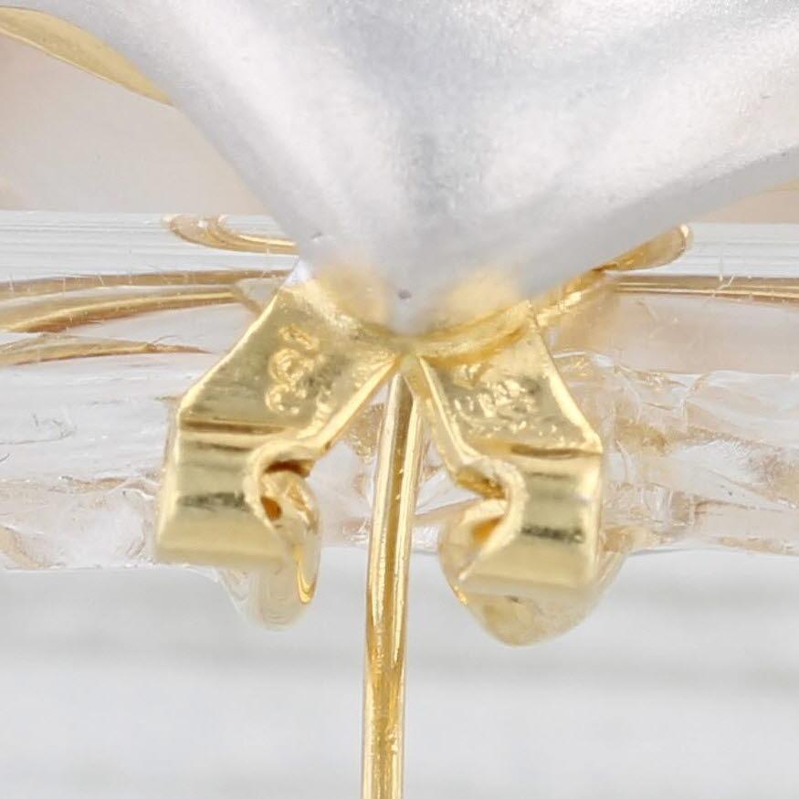 0.60ctw Diamond Mabe Pearl Statement Earrings 18k Gold Pierce Omega Backs Pour femmes en vente