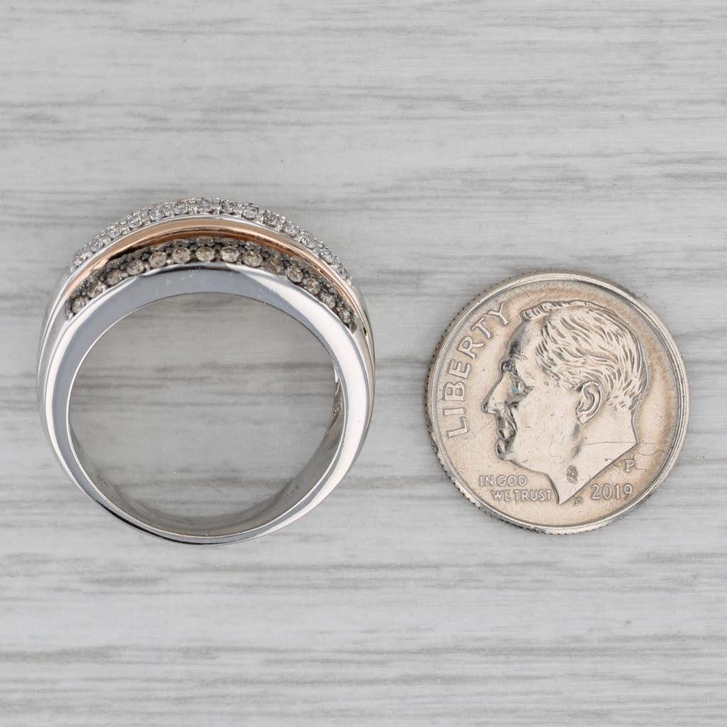 Anello da cocktail con più fasce di diamanti da 0,60 carati in oro bianco e rosa 14k, misura 7 In condizioni buone in vendita a McLeansville, NC