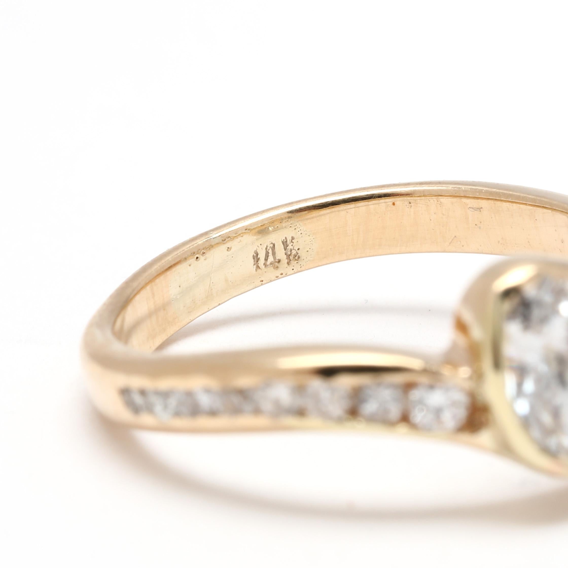 Femenino o masculino Anillo de derivación de pera con diamantes de 0,60 ctw, oro amarillo de 14k, tamaño del anillo 3,25 en venta