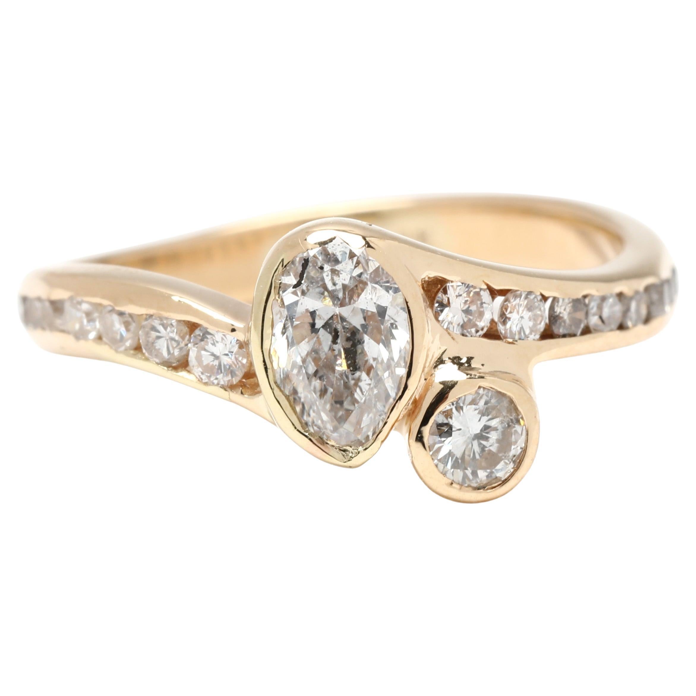 0.60ctw Diamond Pear Bypass Ring, 14k Yellow Gold, Ring Size 3.25