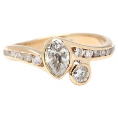 0.60ctw Diamond Pear Bypass Ring, 14k Yellow Gold, Ring Size 3.25