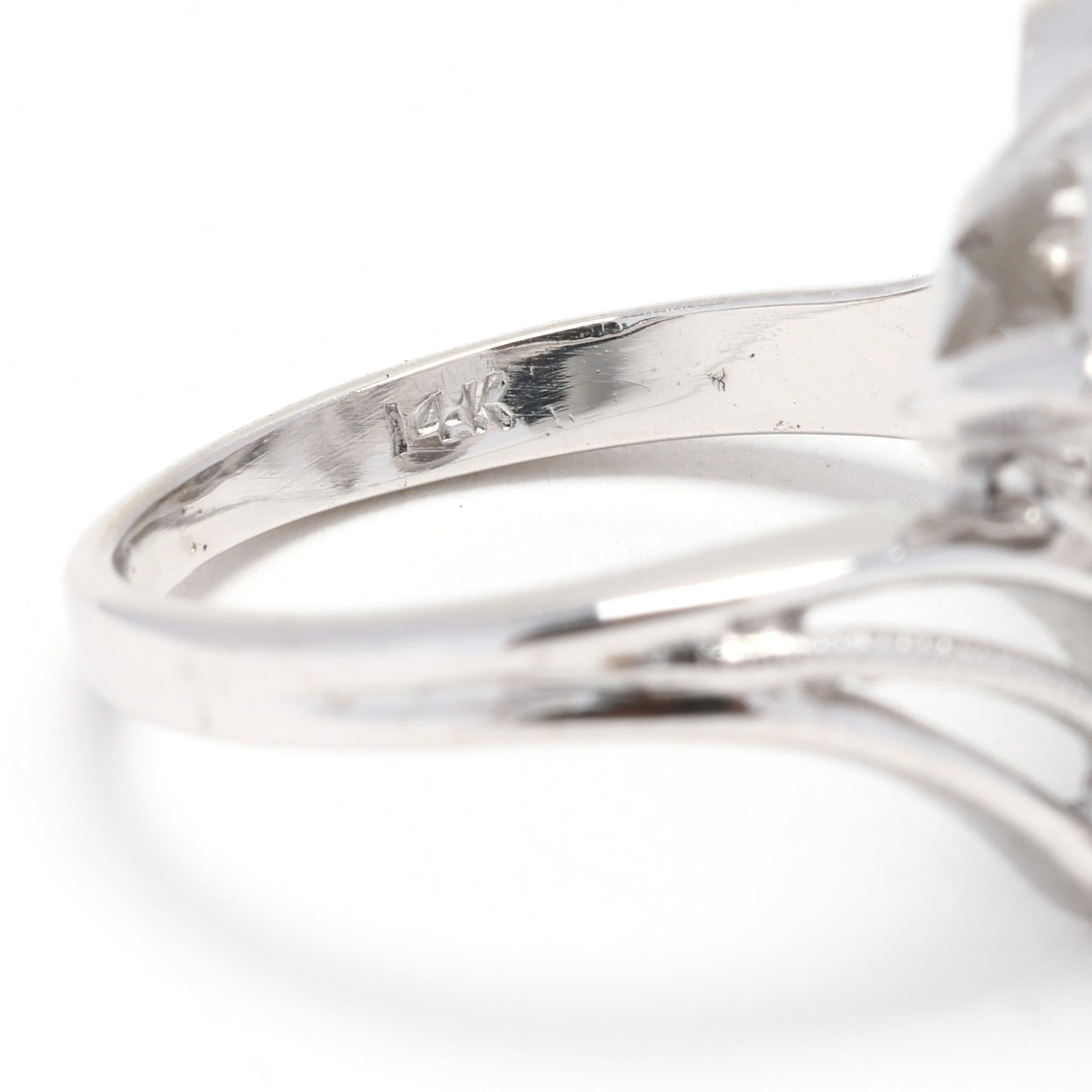 Women's 0.60ctw Diamond Statement Ring, 14k White Gold, Ring Size 3.5 For Sale