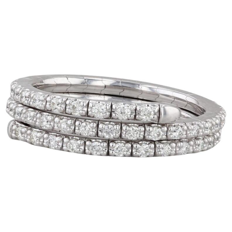 0.60ctw Diamond Wrap Coiled Band Bypass Ring 14k White Gold Flexible Size