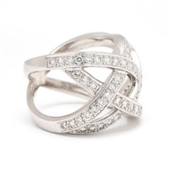 0.60ctw Diamond X Twisted Statement Ring, 18k White Gold, Ring Size 6.75