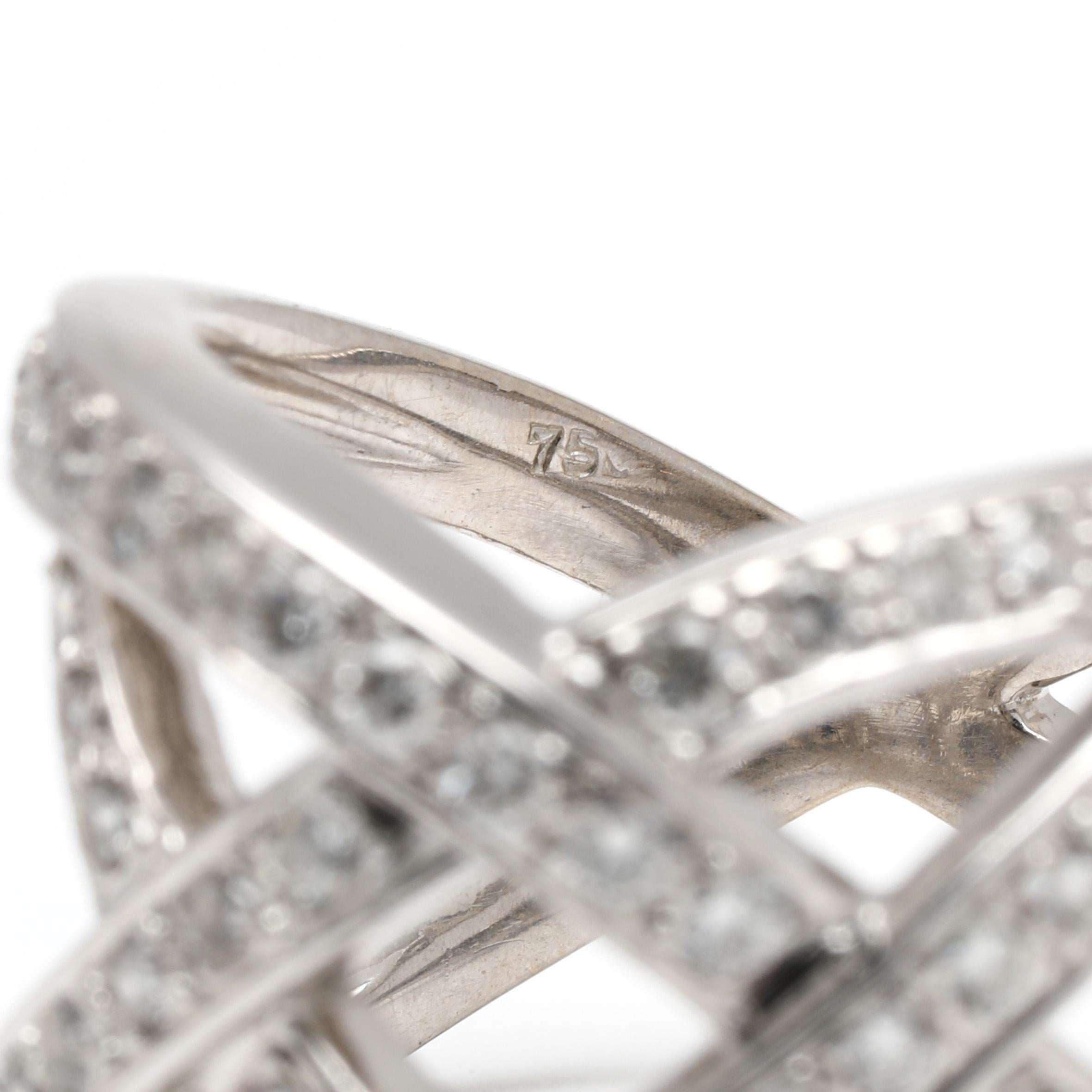 da uomo o donna Anello con diamante X Twisted da 0,60 carati, oro bianco 18 carati, misura 6,75 in vendita