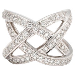 0.60ctw Diamond X Twisted Statement Ring, 18k White Gold, Ring Size 6.75