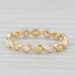 Anneau d'éternité en or 18 carats avec diamants jaunes et saphirs jaunes de 0,60 carat, taille 5,75