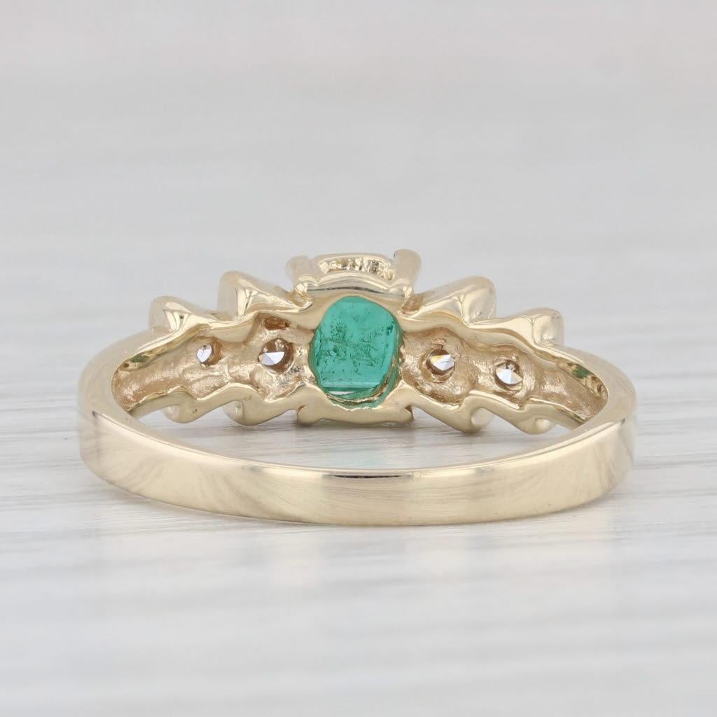 Gemstone Information:
- Natural Emerald -
Carats - 0.30ct
Cut - Emerald
Color - Green
Treatment - Oiling

- Natural Diamonds -
Total Carats - 0.30ctw
Cut - Round Brilliant
Color - G - H
Clarity - SI2 - I1

Metal: 14k Yellow Gold
Weight: 3.6 Grams