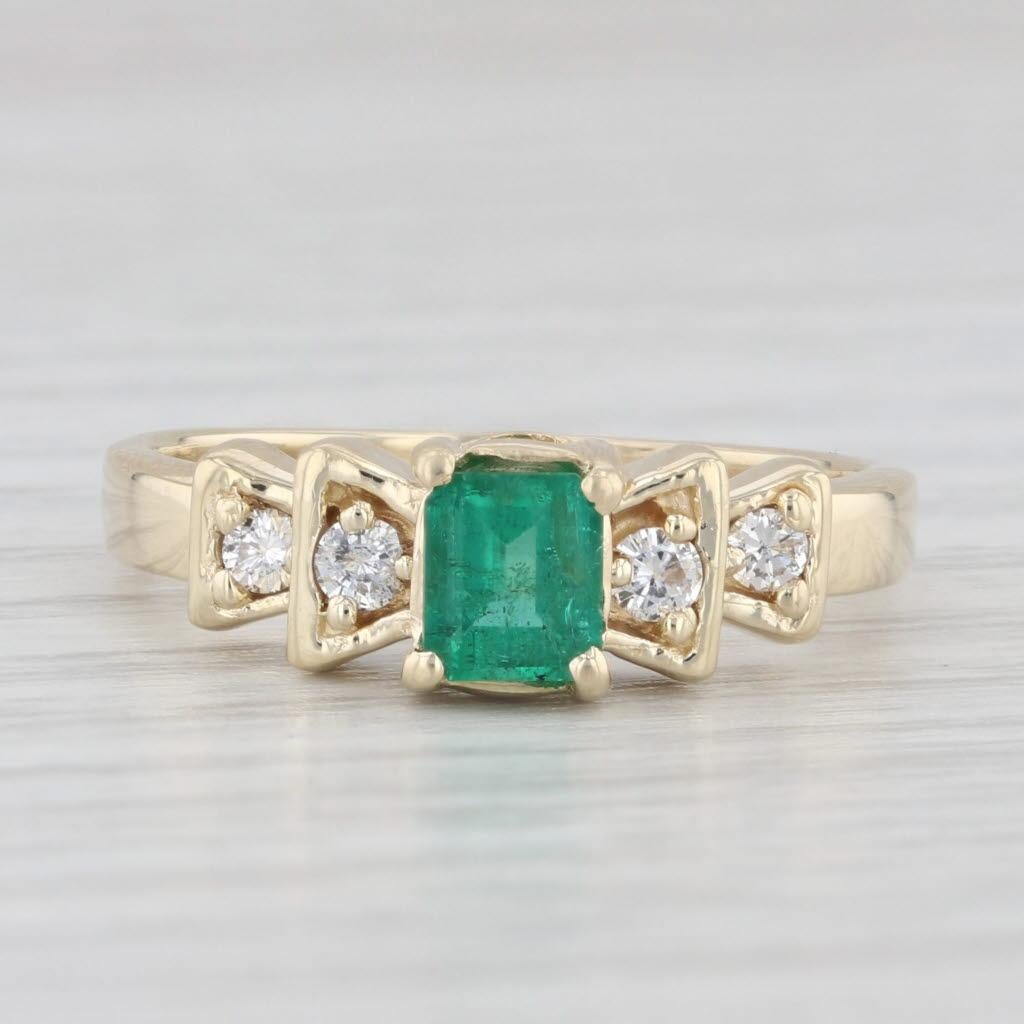 0.60ctw Emerald Diamond Ring 14k Yellow Gold Size 7.5 Engagement In Good Condition For Sale In McLeansville, NC