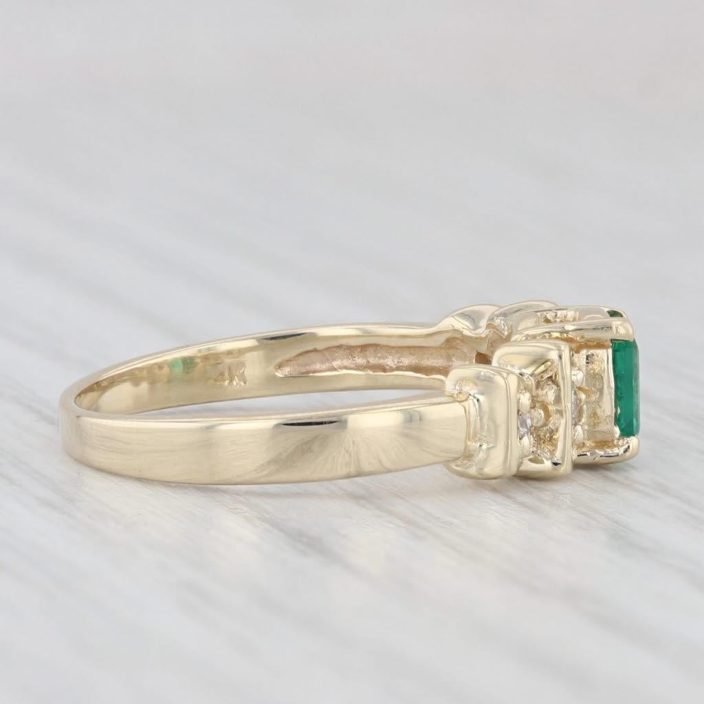 Bague de fiançailles en or jaune 14 carats avec diamants et émeraude de 0,60 carat, taille 7,5 Unisexe en vente