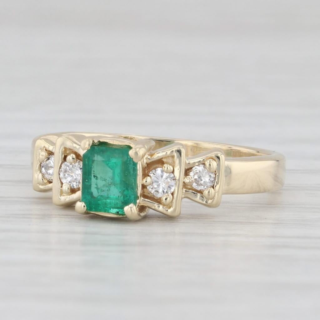 0.60ctw Emerald Diamond Ring 14k Yellow Gold Size 7.5 Engagement For Sale 1