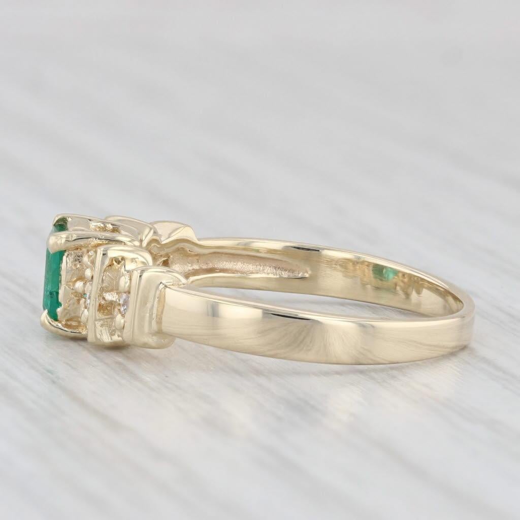0.60ctw Emerald Diamond Ring 14k Yellow Gold Size 7.5 Engagement For Sale 2