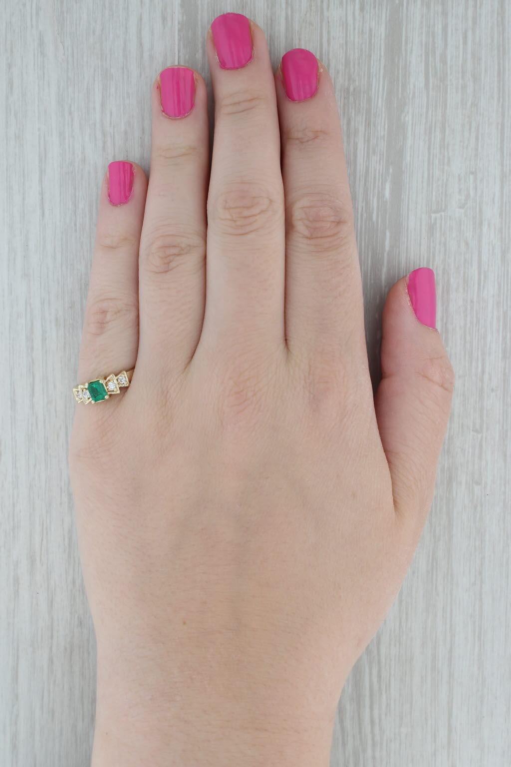 0.60ctw Emerald Diamond Ring 14k Yellow Gold Size 7.5 Engagement For Sale 3