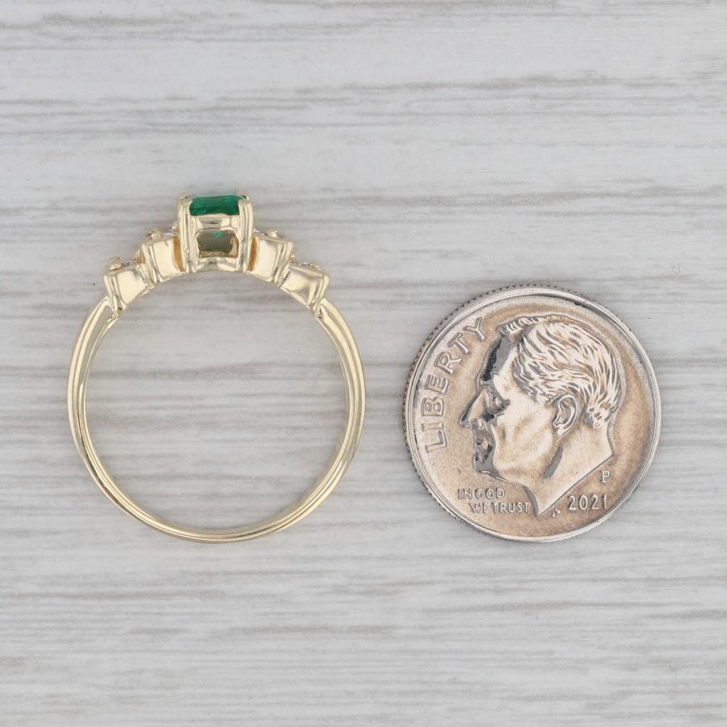 Bague de fiançailles en or jaune 14 carats avec diamants et émeraude de 0,60 carat, taille 7,5 en vente 4