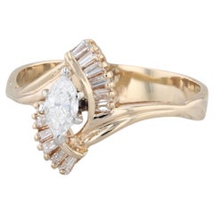 0.60ctw Marquise Diamond Engagement Ring 14k Yellow Gold Size 9.5 Bypass