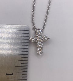 0.60ctw Round Diamond Cross Pendant in 18KT White Gold