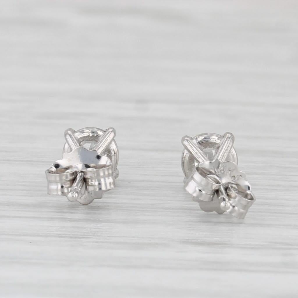 0.60ctw Round Diamond Solitaire Stud Earrings 14k White Gold In Good Condition In McLeansville, NC