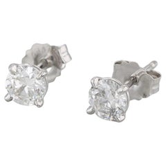 0.60ctw Round Diamond Solitaire Stud Earrings 14k White Gold