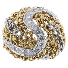 0.60pts 18K Gold & Diamond Basket Weave Cocktail Ring