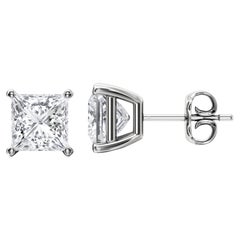 0.60tcw Princess Cut Natural Diamond Stud Earrings Platinum