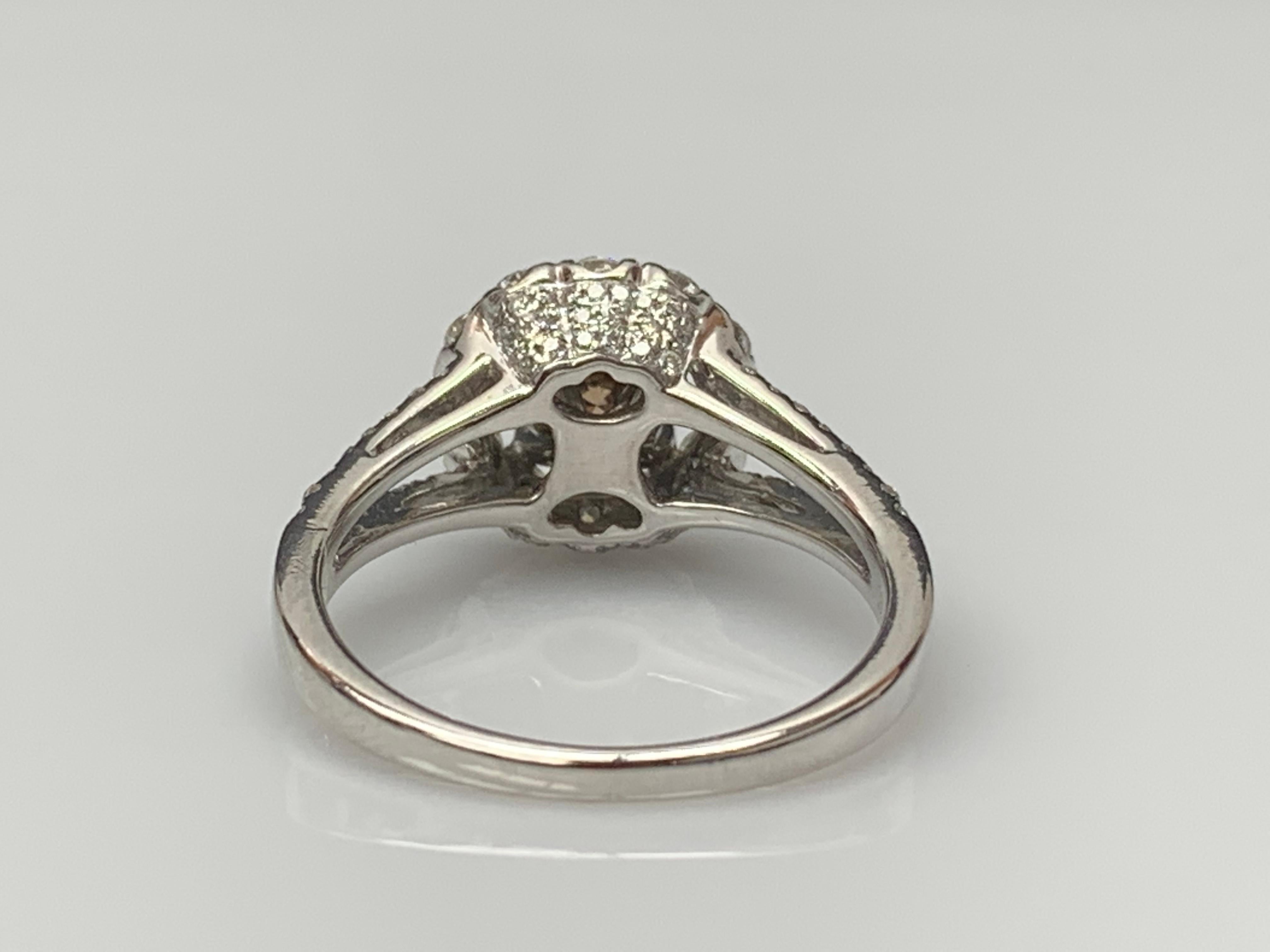 0.61 Carat Brilliant Cut Fancy Brown Diamond 18K White Gold Ring In New Condition For Sale In NEW YORK, NY