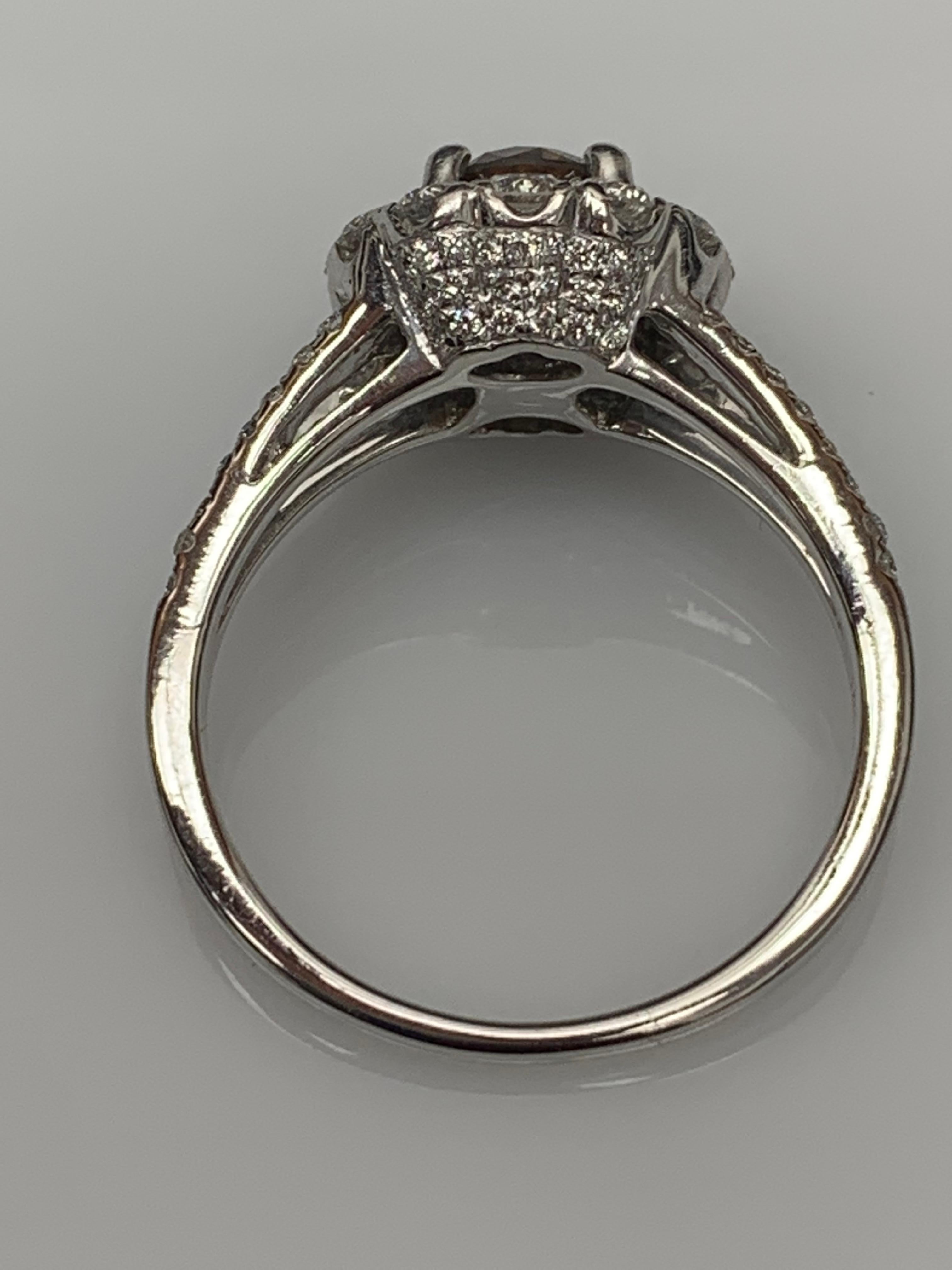 Women's 0.61 Carat Brilliant Cut Fancy Brown Diamond 18K White Gold Ring For Sale