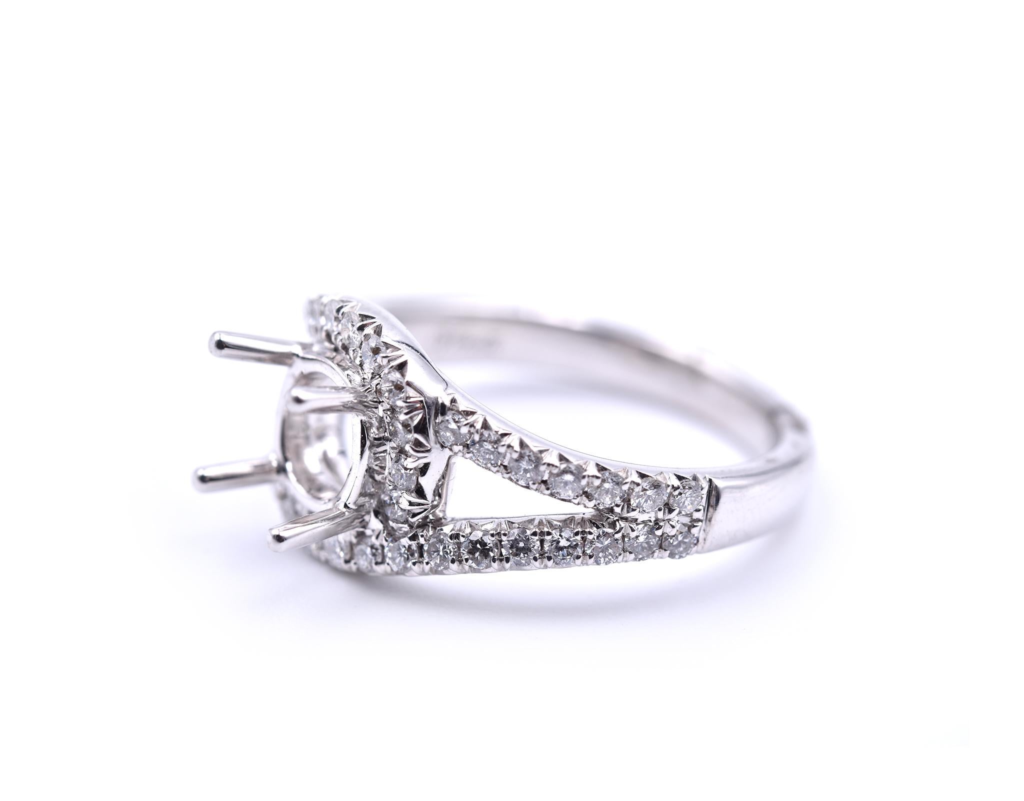 0.61 Carat Diamond 14 Karat White Gold Semi-Mount Engagement Ring In Excellent Condition In Scottsdale, AZ