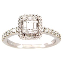 0.61 Carat Diamond Emerald Cut Cluster Ring